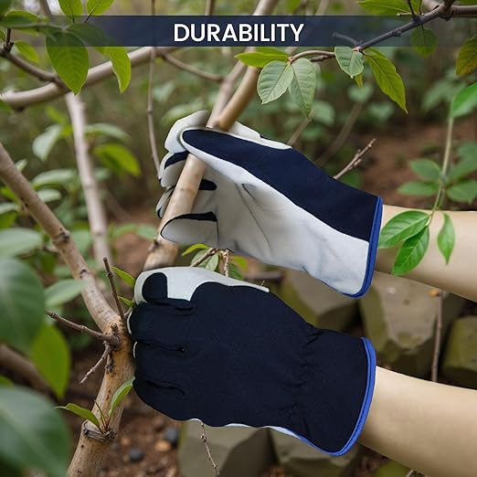 Gardening Gloves, Garden Gloves for Women and Men, Thorn Proof Working Gloves, Durable Leather Work Garden Gloves for Yard & Outdoor Work, Blue, XL