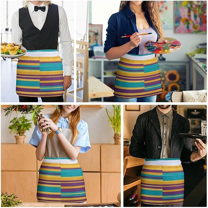 Short 3 Pockets Waist Waiter Waitress Half Apron Waterproof Chef Aprons