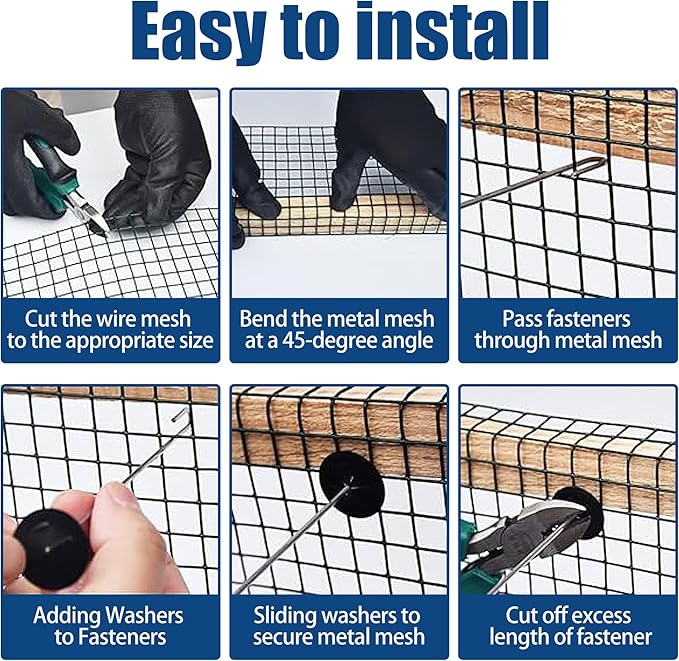 6in x 120ft Solar Panel Bird Mesh Black PVC Coated Steel Solar Panel Bird Guard Proofing| 80 Fastener Clips Prevents Birds, Pigeons, and Critter Guard from Getting Under The Solar Panels