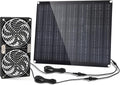 Solar Panel Fan kit, 32W Solar Powered Fan with Dual IPX7 Waterproof Fans for Outside Chicken Coops, Greenhouses, Sheds, Solar Panel Fan kit