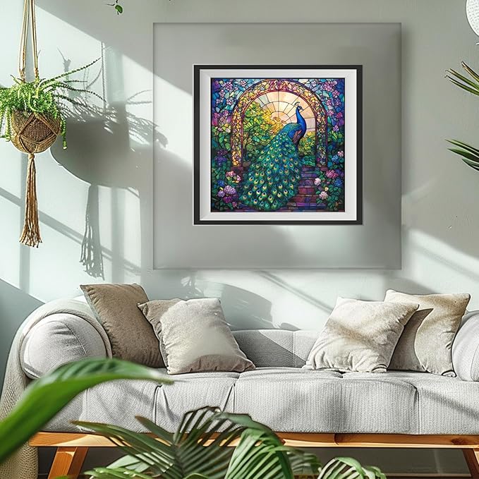 MAXBYE Diamond Painting Kits for Adults, Peacock Diamond Art Kits for Beginner, DIY 5D Full Drill Diamond Dots Crystal Art and Craft Kits for Home Wall Decoration 12x12inch