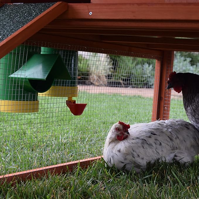 Rugged Ranch 2-Gallon Poultry Waterer & 10-Lb Feeder Combo for Chicken Coops, Green - Outside-Mount Design, Weather-Resistant, Easy Refill Access & Rain Shield to Help Keep Feed Dry