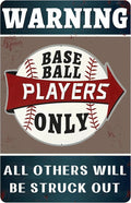 Yunruily (Warning Baseball Players Only) Funny Signs Boy Baseball Wall Decor-Baseball Posters Decor for Boys Room,Gifts for Boys Who Love Baseball 8x12 Inches