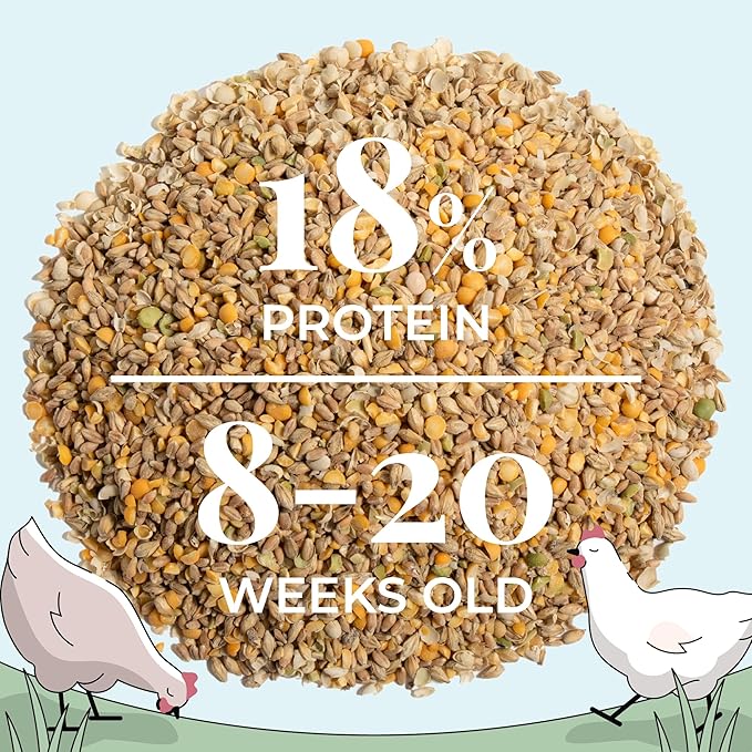 Mile Four Organic Grower Chicken Feed Kit | Feeds 10 Growers (8-20 Weeks) 12 Weeks | Feed (161 lb), Grit (20 lb), Oyster Shell (8 lb) | Whole Grain