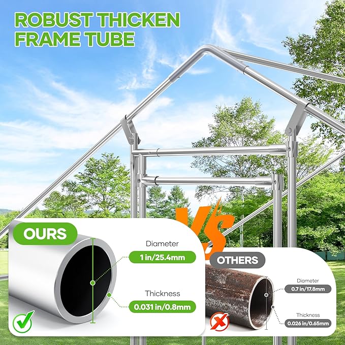 Large Metal Chicken Coop,10x20 FT Walk in Chicken Runs with Cover for 30 Chickens,Hen House Enclosure with Security Lock, Outdoor Duck Rabbit Cage Poultry Pens for Backyard,Farm,Yard