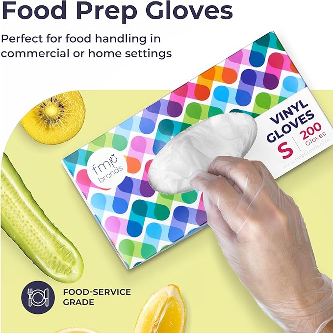Fit Meal Prep Disposable Food Prep Vinyl Gloves Food Safe Glove Household Cleaning Gloves for Cooking, Kitchen