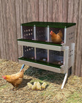 6-Hole Galvanized Metal Chicken Nesting Box with Egg Collection Tray/Fake Training Eggs, Rustproof Poultry Laying Box with Perch Rod,for Chicken Coops and Hens