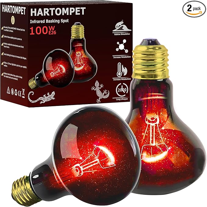100W UVA Infrared Heat Lamp Bulb, Red Basking Spot Light for Lizard, Leopard Gecko, Turtle, and Chicks, High-Performance Red Heat Emitter for Reptile Tanks, Chicken Brooders & Terrariums