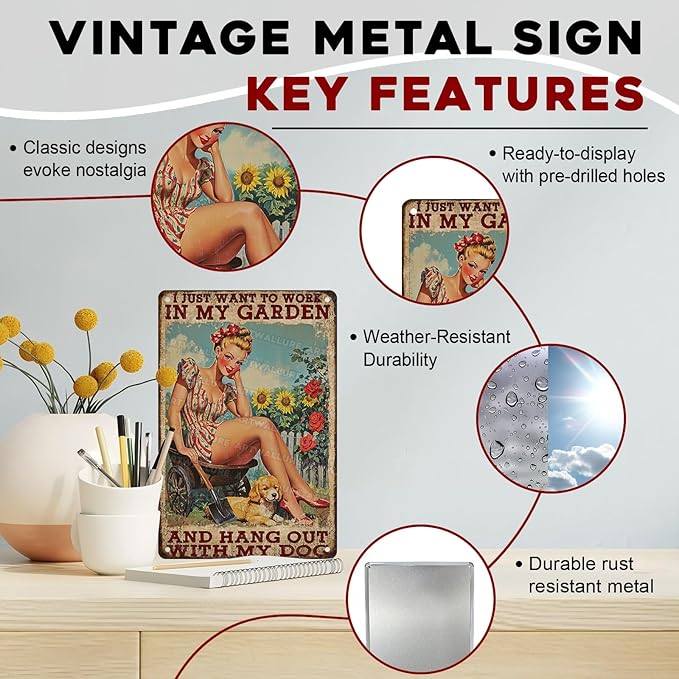 Gardening Decor Garden Sign for Yard Backyard Art Plaque Oasis Metal Sign Vintage Decor Garden Iron Painting for Greenhouse Patio Decoration 8x12inch