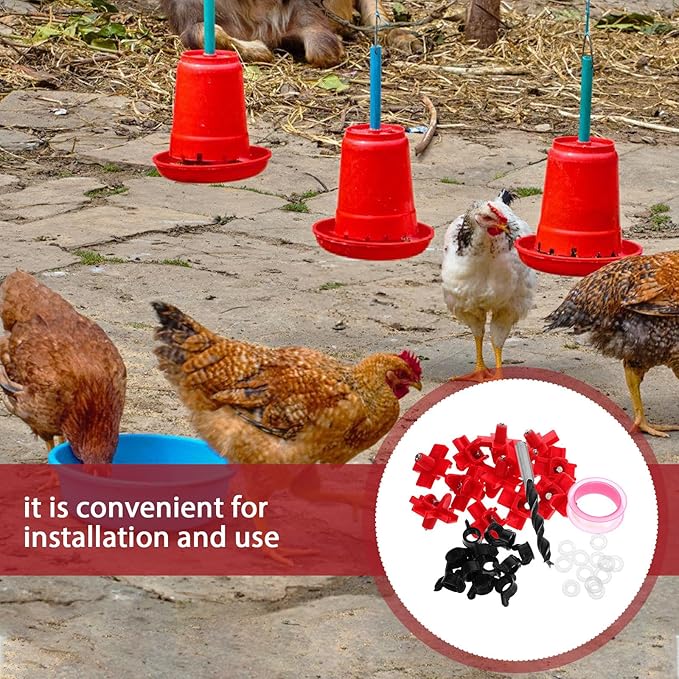 Milisten 12pcs Automatic Chicken Waterer System with Horizontal Poultry Nipples, Leak-Proof Drill Bit Kit for Outdoor Chicken Coop Watering Supplies