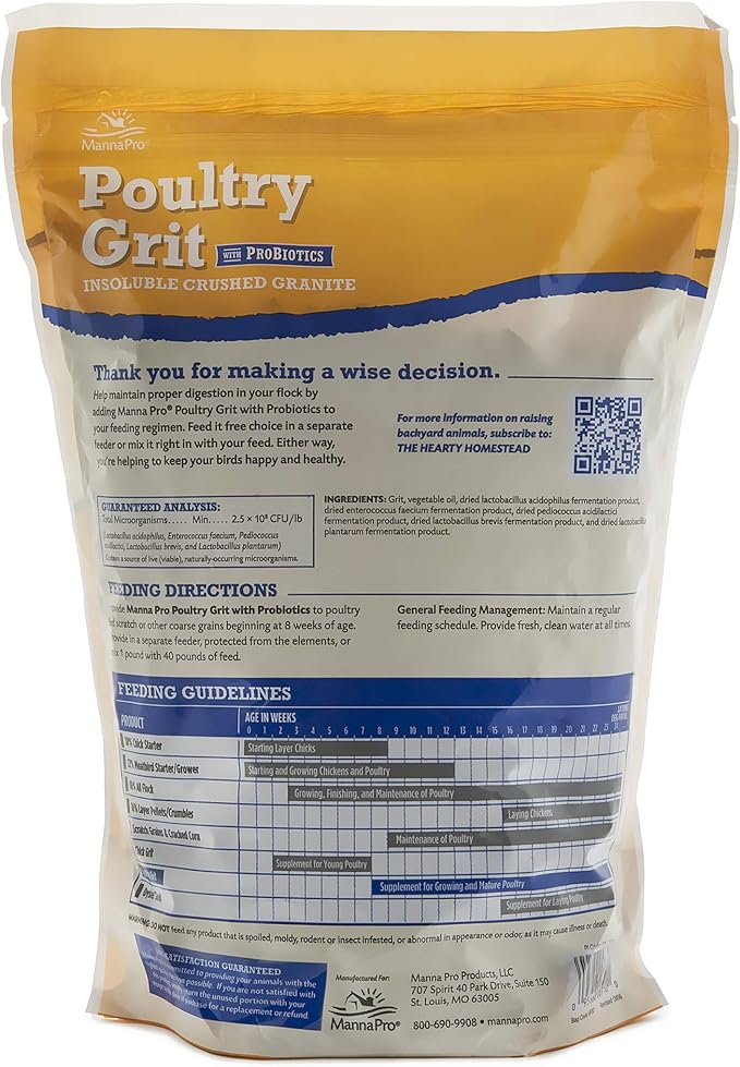 Manna Pro Poultry Grit with Probiotics | Insoluble Crushed Granite | 5 LB (Packaging May Vary) (Pack of 2)