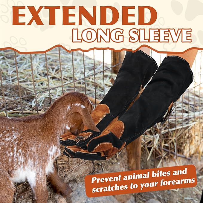 HANDLANDY 24 Inches Animal Handling Gloves Bite-Proof, Scratch-Resistant, Pet Gloves for Dogs, Cats, Falconry, Gardening