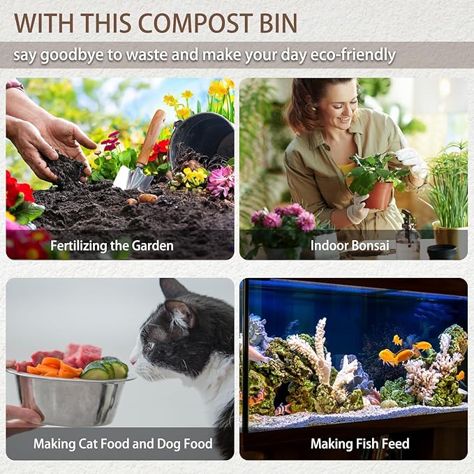 Composter Upgraded Electric Kitchen composting Machine converts Food Waste into Compost Without damaging Roots and Stems -3.8L Odor Absorbing countertop with Visible Glass Cover and Low Noise