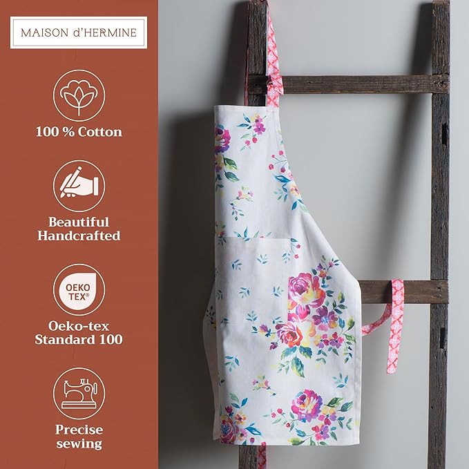 Maison d' Hermine 100% Cotton Apron for women with Pocket Kitchen Chef Apron for Men Cooking Easter Decorations
