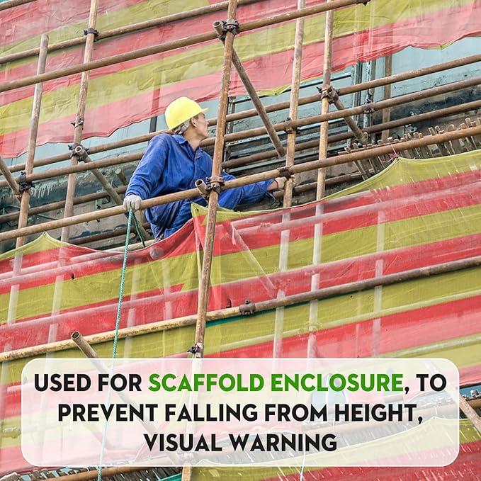2 Rolls 3.3' x 164' Safety Snow Fence Net HDPE High Visibility Temporary Barrier Construction Netting Safety Warning Roadblock for Snow Fencing Garden Poultry Driveway (Red and Yellow)