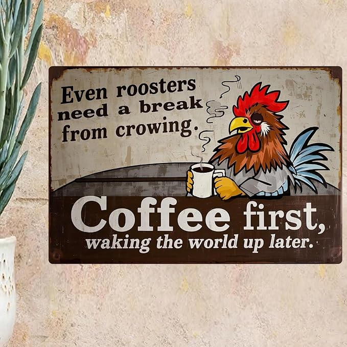 Chicken Retro Tin Sign Vintage Metal Poster Wall Decor Chicken Decoration for Coops Farms Yard Home Bar Cafe Garage or Office - Thoughtful Chicken Gift Idea