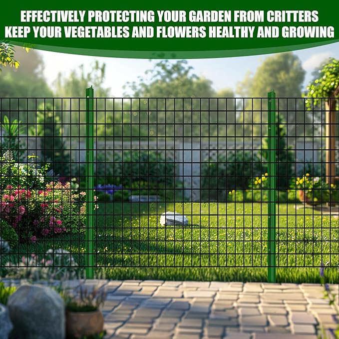24 in x 25 ft Welded Wire Mesh Fence, 2 in × 3 in 15GA Black PVC Coated Garden Fencing Roll, Dog Barrier for Vegetable Yard, Poultry Netting,Heavy-Duty Border Fencing