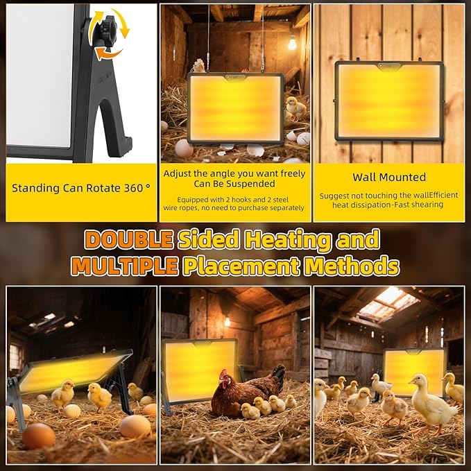 New Chick Brooder Heat Plate 5 Modes,Chicken Coop Heaters,Adaptive Temperature Sensor for Radiant Heater Panel for Chicks,Suitable for Timer Controller,ETL/UL Safety Certification,Energy-Saving Design