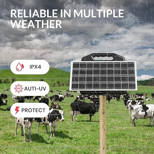 S1500 1.5 Joule Solar Electric Fence Energizer for Livestock, Horses, Cattle, Sheep - 50 Miles, 15W Solar Panel, Easy Installation