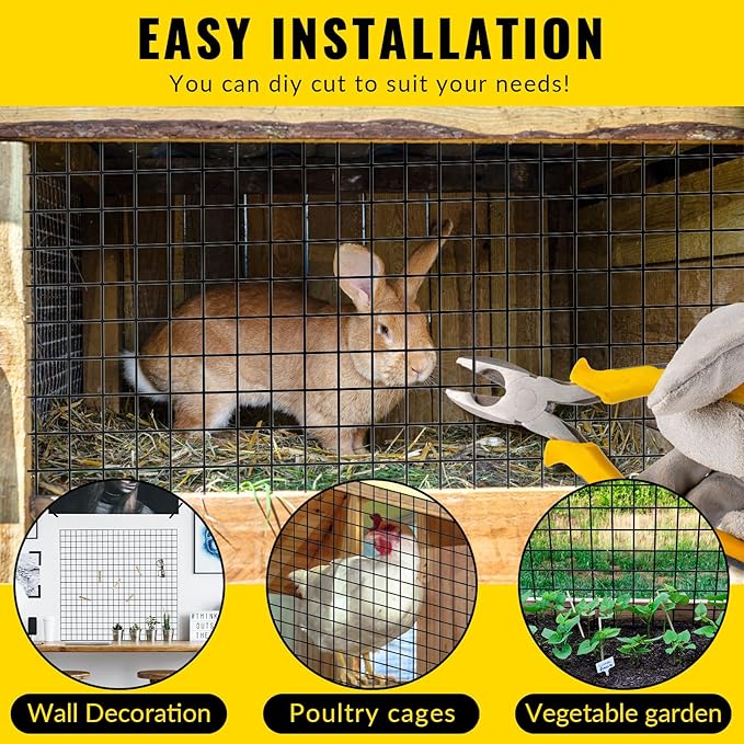 Hardware Cloth 1/2 inch 36 x 50 ft Heavy Duty Black Chicken Wire Fencing 19 Gauge Vinyl Coated Welded Wire Mesh Roll PVC Hardware Cloth Chicken Wire Fencing Garden Fence Tree Guard