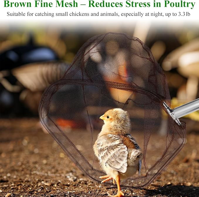 Chicken Catching Net 2 Pcs, Chicken Net for Poultry Supplies, Adjustable from 36.2" to 83.4" Telescopic Pole with Chicken Leg Hook, Fishing Net Suitable for Bird, Butterfly, Duck, Goose