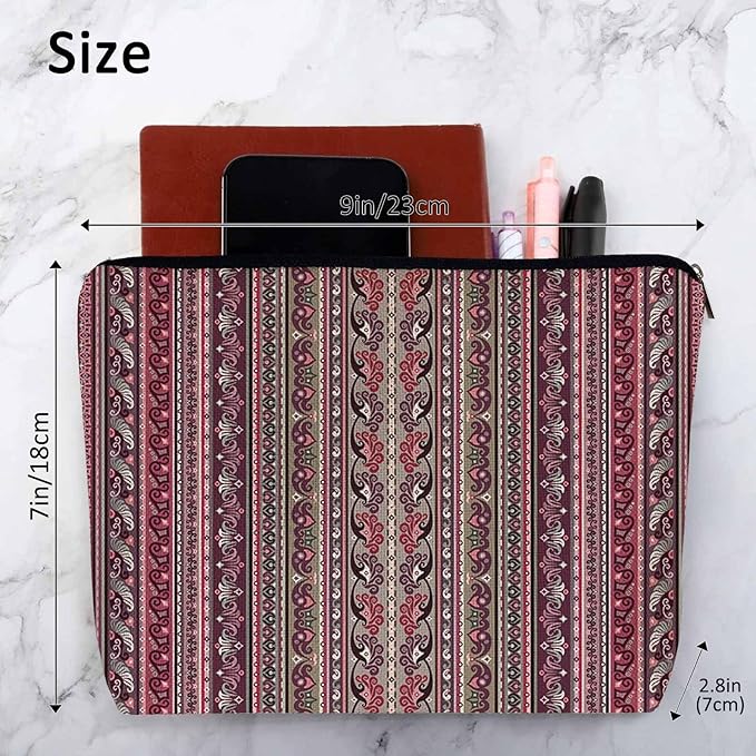 Paisley Stripe Cosmetic Bags For Women, Abstract Ethnic Paisley Floral Boho Makeup Bag Toiletry Bag Accessories Organizer Storage Bags Makeup Pouch For Travel Business Gym Camping Bathroom