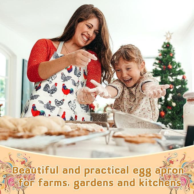 Loopeer 2 Pcs Egg Apron Collecting Apron for Fresh Egg Gathering Adjustable Gathering with Pocket for Gift Women