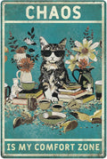 Vintage Green Cat Decor Metal tin signs, 8x12 Funny Cat Lover's Art for Living Room,Office,Shop,Room,Unique Home Decor Gift