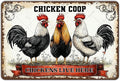 Funny Metal Tin Sign Chicken Coop Chickens Live Here Decoe for Farm Kitchen Garden Gift Metal Wall Art Rooster Hen Indoors or Outdoors 12x8 Inch