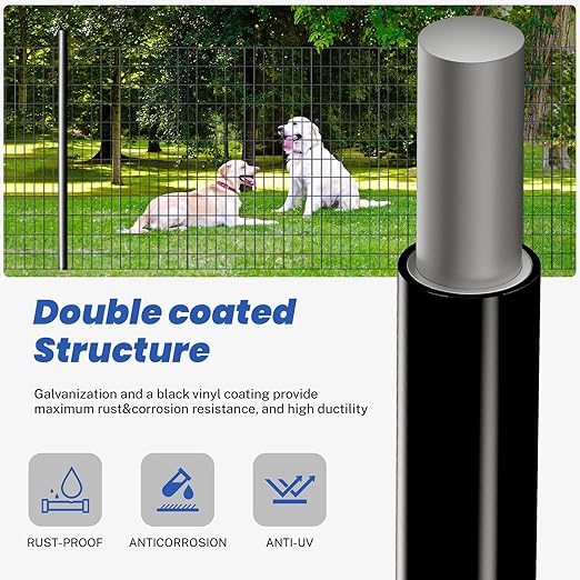 2×3in 36''×50' Welded Wire Mesh, Chicken Wire Mesh Metal Garden Plant Fencing, Black PVC Coated Raised Garden Bed Plant Supports Poultry Netting, Welded Fence Rabbit Cage