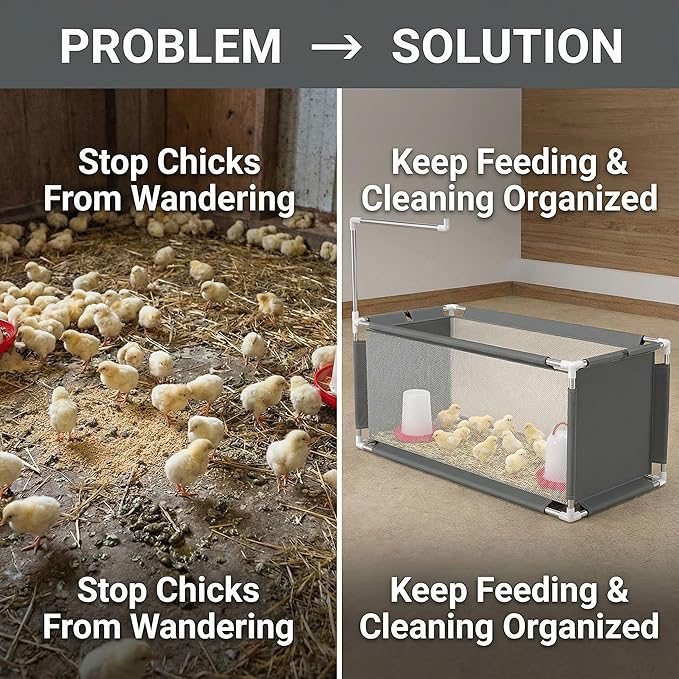 Chicken Brooder Box 10.6 cu ft (47.2" x 19.7" x 19.7") – Stainless Steel Frame & Waterproof Oxford Fabric, Portable Indoor Brooder for Up to 15 Baby Chicks, Ducklings, Quail, Easy Assembly