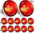 250W R40 Red Heat Lamp Bulbs, 8000 Hours Rated, Infrared Flood Light, Brooder Heating Lamp for Chickens, Reptiles, Pets, Bathroom, E26 Base - 12 Pack