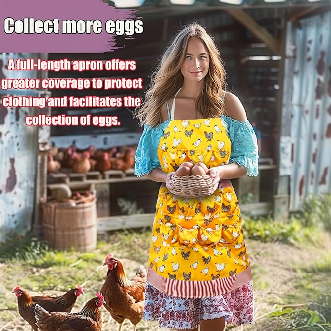 MOMWOW Chicken Egg Apron for Collecting Eggs - 11 Pocket Adult Egg Gathering Apron for Chicken Duck Goose Quail Eggs
