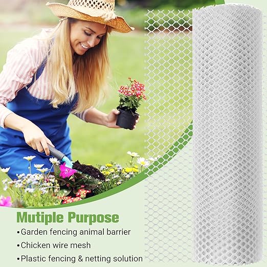 Mesh Tree Guard Trunk Protectors, Chicken Wire for Floral Arrangements, Tree Wraps to Protect Bark, Flexible Net Tree Guard 16 in x 20FT with 50 Zip Ties, Tree Bark Protector from Deer-White