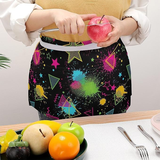 Half Apron with 3 Pockets Chef Cooking Kitchen Restaurant Aprons for Women Men