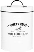 Amici Home Farmers Market Metal Canister | Dry Food Storage Container | Airtight Lid | 76 Ounce Capacity | Farmhouse Décor | Metal Canister for Kitchen Countertop