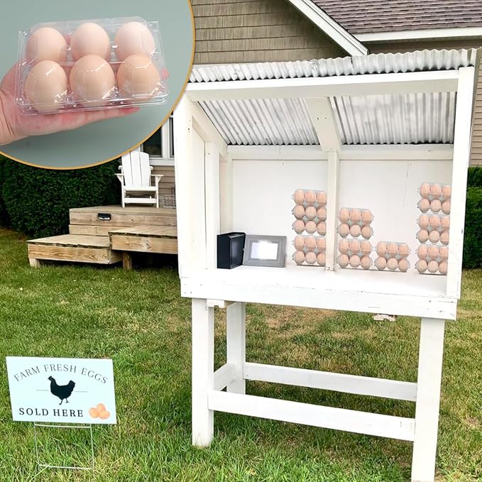 Plastic Egg Cartons Bulk 2x3 Egg Holders Style Holds 6 Eggs - Half Dozen Storage Perfect for Family Pasture, Groceries Chicken Farm, Refrigerator Storage (6 Grids) 50 Pack