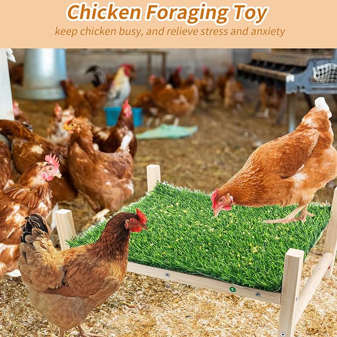 FlidRunest Extra-Large Wooden Chicken Toys, Natural Chicken Foraging Bed Toy for Coop, Multifunctional Training Perch Stand and for Poultry Chick, Hens, Rats
