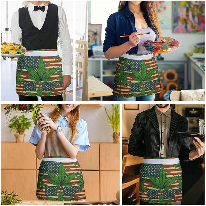 Short 3 Pockets Waist Waiter Waitress Half Apron Waterproof Chef Aprons