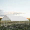 Outdoor Metal Chicken Coop,Metal Chicken Coop with Run,Walk-in Poultry Cage Spire-Shaped Chicken Run with Waterproof and Anti-Ultraviolet Cover for Outside,Backyard and Farm,19.6'x9.8'x6.4'