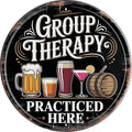 Group Therapy Session Metal Sign 8x8in Round Humorous Plaque for Office Wall Decor Psychology Gift
