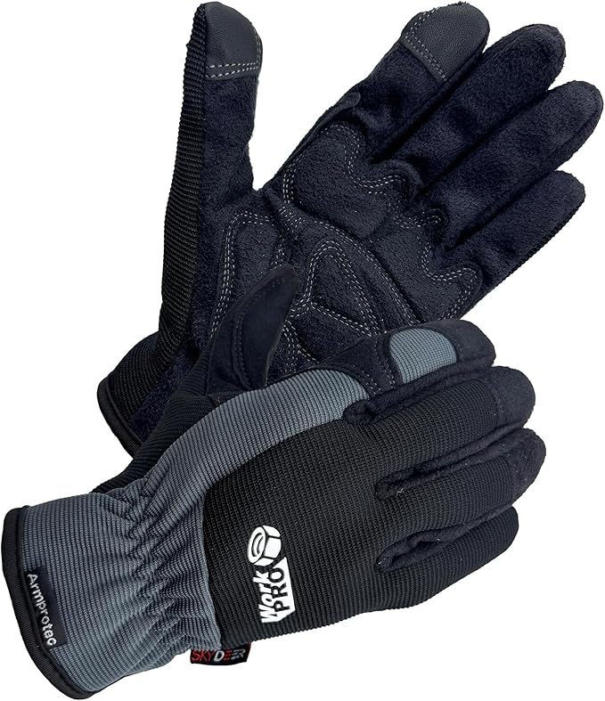 SKYDEER Touch Screen Leather Work Gloves for Women, Impact Protection, Vibration Reduction, Machine Washable Gardening Gloves (SD8821G/L)