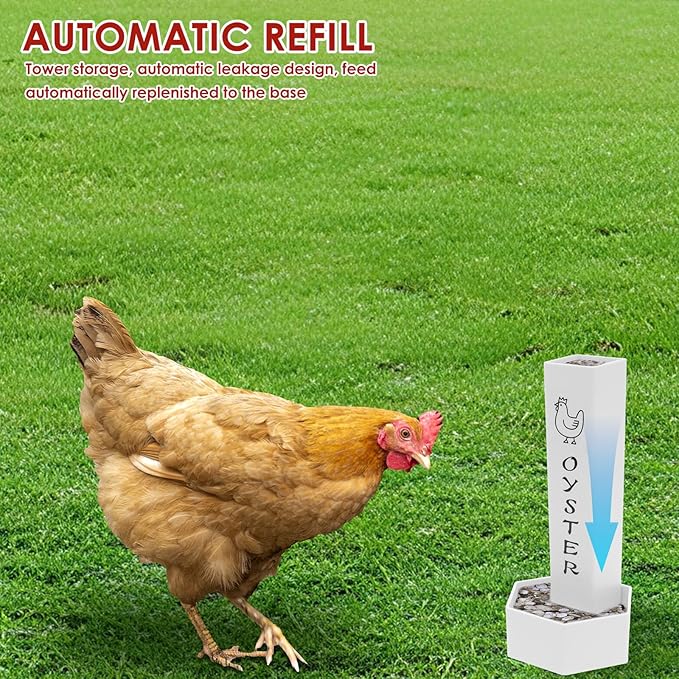 2 Pcs Chicken and Oyster Shell Feeder with Lid Double Bucket Dispenser Chicken Accessories Built for Keepers Poultry Feeders Trough, Accessories Supplies