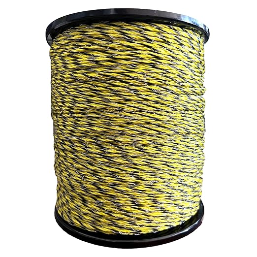Electric Fence Polywire Upgraded 1722 Feet，525 Meter，6 Stainless Steel Strands for Reliable Conductivity and Rust Resistance，Portable Electric Fence Rope