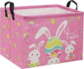 Rectangular Easter Baskets Gift Basket Empty Pink Bunny Kids Storage Bin Baby Boy Basket Kids Toy Storage Bin Organizer Box Easter Room Decor for Home(Pink Easter)