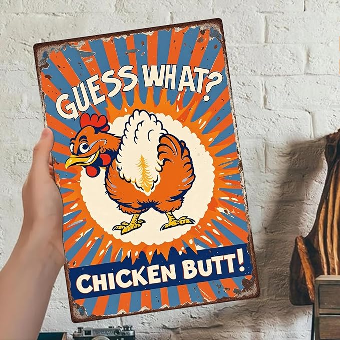 Chicken Metal Tin Sign Vintage Retro Poster Wall Art Chicken Decor for Chicken Coops Farms Yard Home Bar Cafe Garage or Office - Thoughtful Chicken Gift Idea