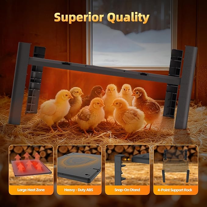 Brooder Plate for Chicks – Adjustable Chick Heat Plate, Heat Plate for Chicks with 95–167℉ Temperature Control, Height Adjustable Chicken Brooder Heater, Anti-Roost Design, Safe ABS Chick Brooder