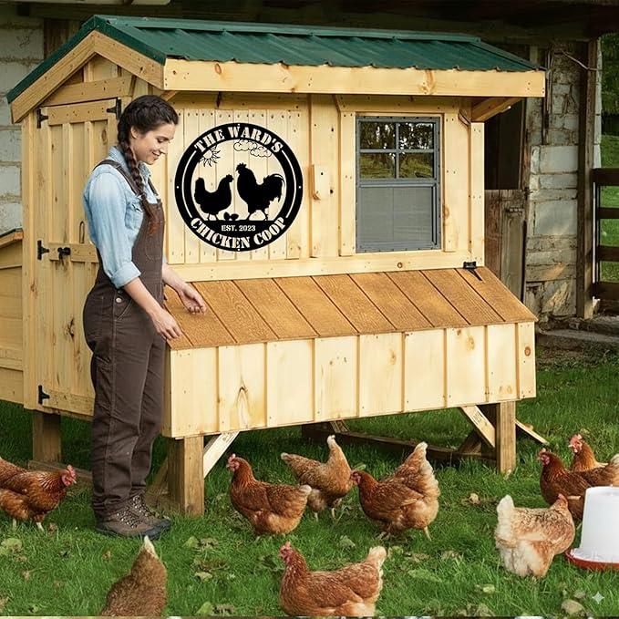 Custom Chicken Coop Metal Sign, Personalized Chicken Coop Sign for Outside, Custom Metal Hen House Farm Signs, Chickens Hen House Farmhouse Wall Art Decor