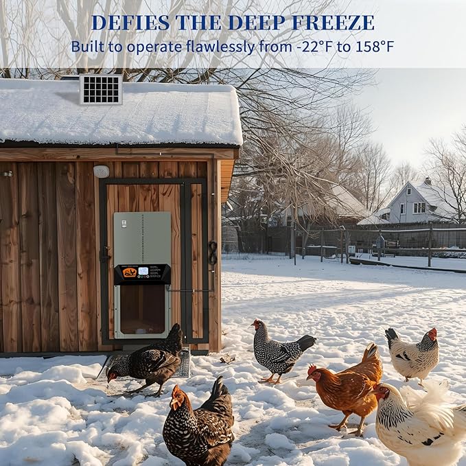 Automatic Chicken Coop Door - Solar Powered, Extra Large 16"x12" Door with Remote & Timer, Anti-Pinch Safety Alarm, Waterproof Aluminum Alloy, 5-Year Warranty for Chickens, Ducks, Geese