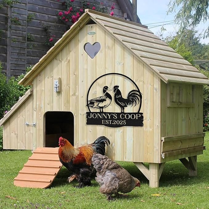 Personalized Chicken Coop Signs, Metal Funny Farm Decor, Chicken Coop Accessories, Metal Outdoor Wall Art, Custom Hen House Sign, Rustic Farmhouse Wall Decor for Farm Yard Garden Color07